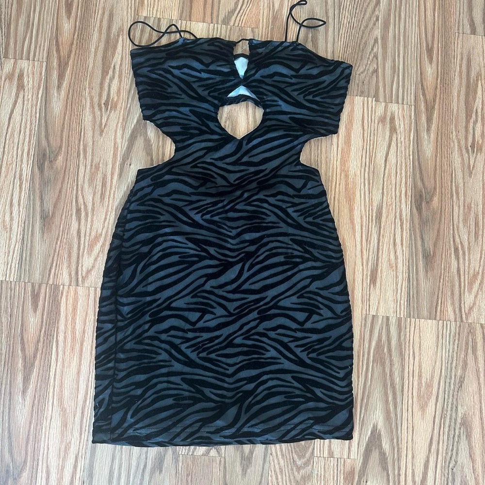 SHEIN Black Zebra Print Mini Dress